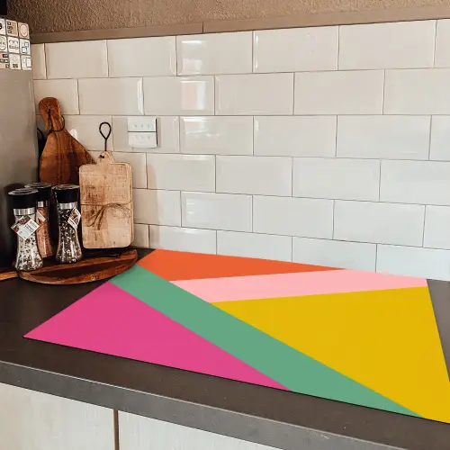 Driehoeken - Kleurrijk - Abstract Inductie beschermer vinyl 3mm klein -sfeer3