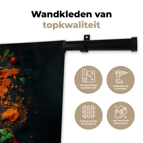 Wereldkaart - Kruiden - Levendige kleuren Wandkleed katoen klein -sfeer2