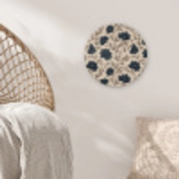 Motief - Bloemen - Zwart - Beige Wandcirkel kunststof plaat 5mm dik klein 188 -sfeer5