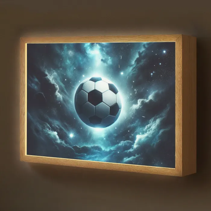 Voetbal - Galaxy - Ruimte - Sport - Blauw Light Box met batterij (Wandlamp kind) middel -z3d_website