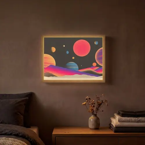 Hemel - Planeten - Felgekleurd Light Box met batterij (Wandlamp) middel -sfeer4