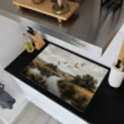 Eenden - Rivier - Landschap - Vlucht - Nostalgisch Inductie beschemer met haakjes klein -sfeer1