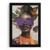 Vrouw - Zonnebril - Vlinder - Bloemen fotolijst zwart zonder passe partout klein -3d