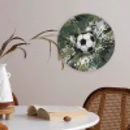 Voetbal - Verf - Spetters - Groen Akoestische PET Vilt - Rond klein -sfeer3
