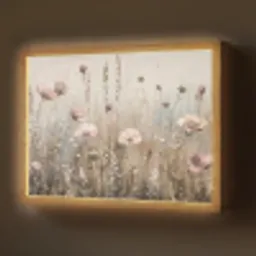 Bloemen - Roze - Modern - Beige Light Box met batterij (Wandlamp) middel -z3d_website