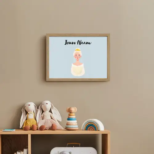Prinses - Blond - Kroon - Minimalistisch Light Box met batterij (Wandlamp kind) middel -sfeer2_kind