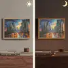 Auto - Skyline - Zon - Blauw Light Box met batterij (Wandlamp) middel -sfeer3
