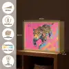 Luipaard - Roze - Oranje - Blauw - Verf Light Box met batterij (Wandlamp) middel -USP_websiteoverzichtNL