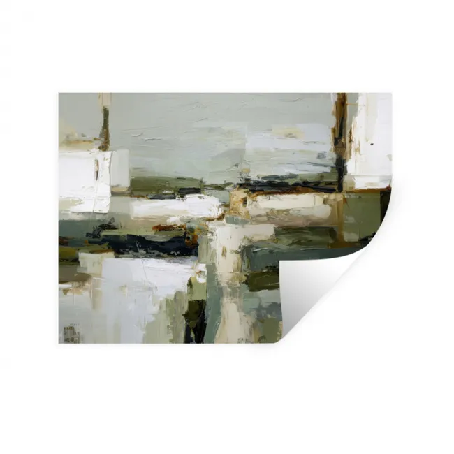 Muursticker - Penseelstreken - Groen - Abstract - Japandi
