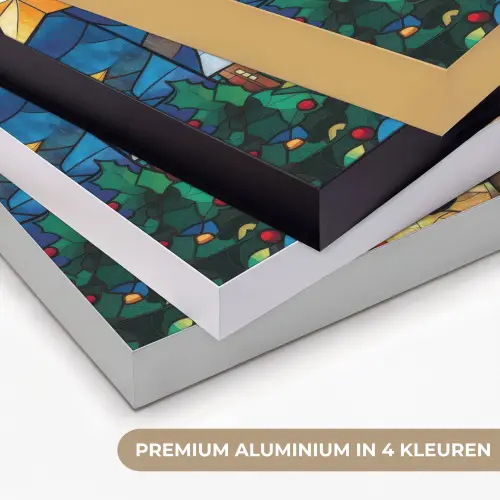 Kerstman - Glas - Kleurrijk Textielframe zwart klein -USP_kleurenNL