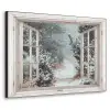 Bos - Winter - Bomen - Natuur - Pad - Doorkijk - Wit Textielframe - compleet frame klein -3d