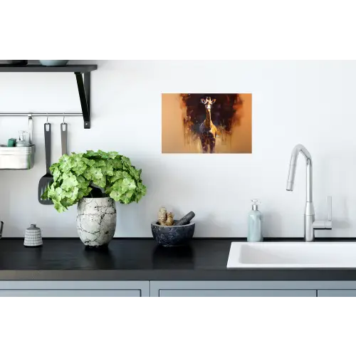 Giraf - Bruin - Abstract - Geschilderd Muursticker klein -keuken