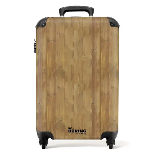 Lichtgele houten planken met rode accenten en noesten NBS - Handbagage koffer - Volwassenen Unisex middel -productfoto_recht