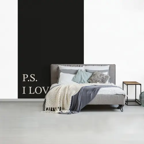 Zwart - Minimalistisch - Valentijn fotobehang vinyl groot -slaapkamer