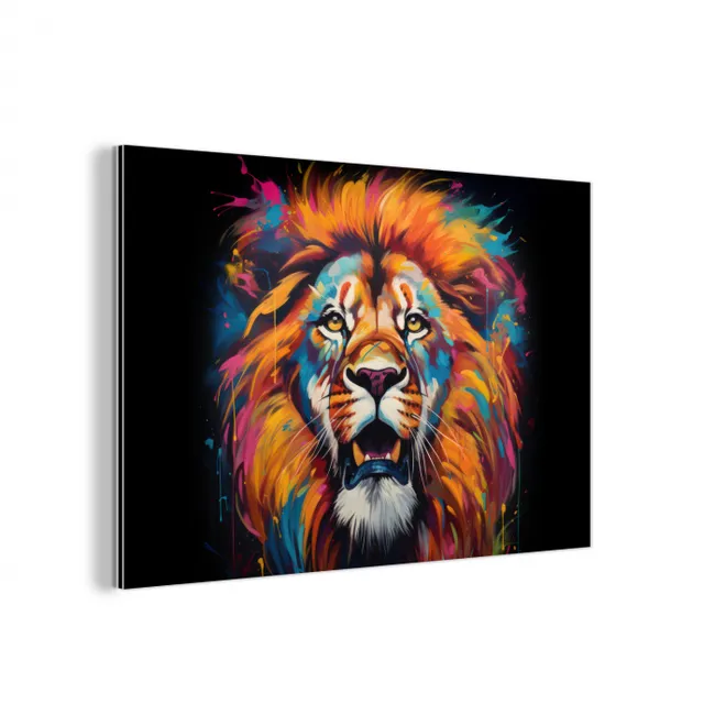 Leeuw - Graffiti - Dieren - Zwart aluminium wit klein -3d