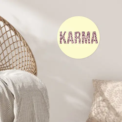 Karma - Luipaardprint - Geel Wandcirkel behangsticker klein -sfeer4