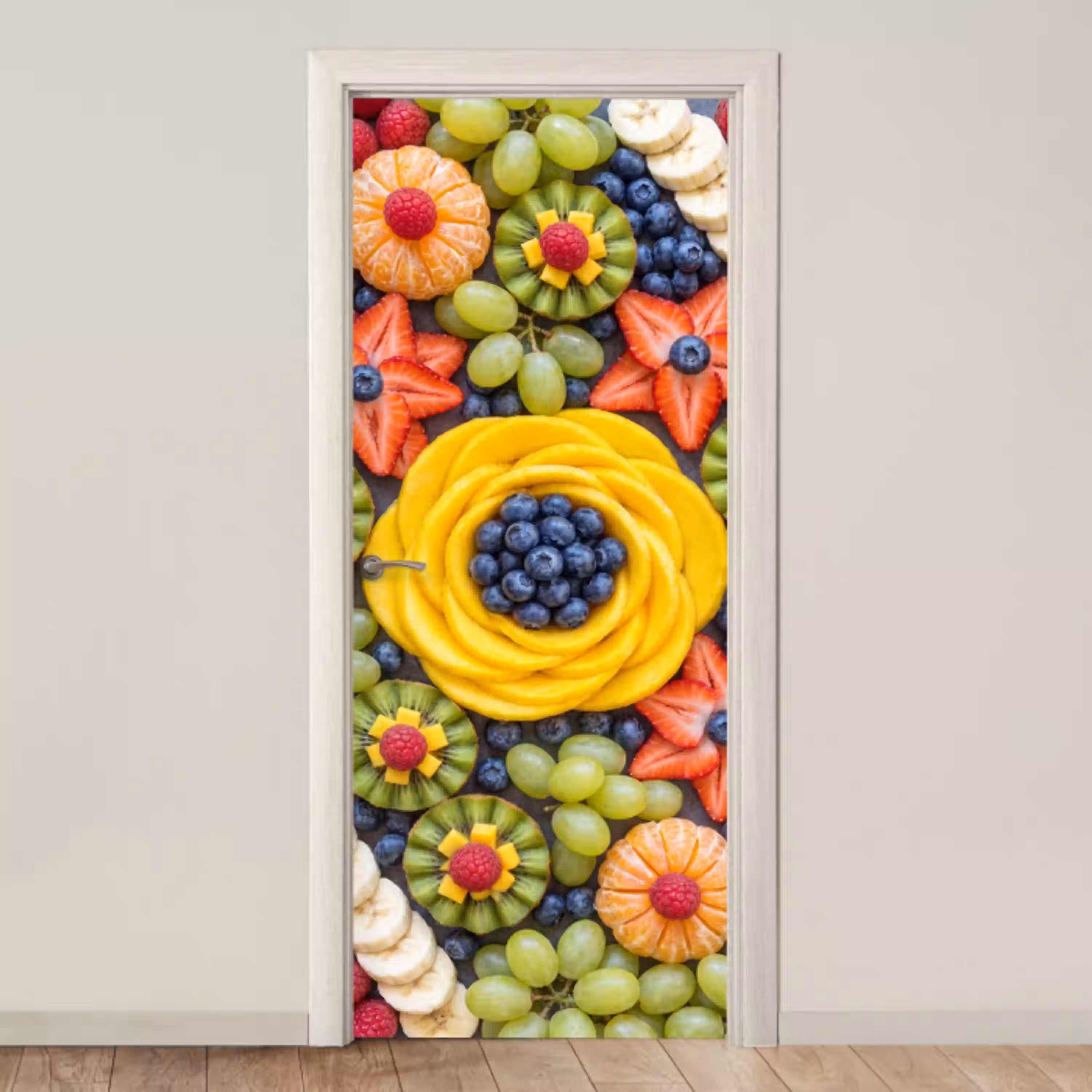 Fruit - Arrangement - Gezond - Kleurrijk - Eten deurposter klein -3d_beige
