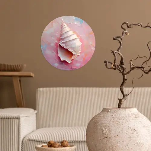 Schelp - Pastel - Pink Wandcirkel behangsticker klein -sfeer1