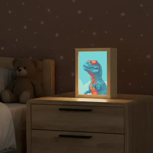 T-Rex - Blauw - Wolken - Zonnebril Light Box met kabel klein -sfeer1_kind
