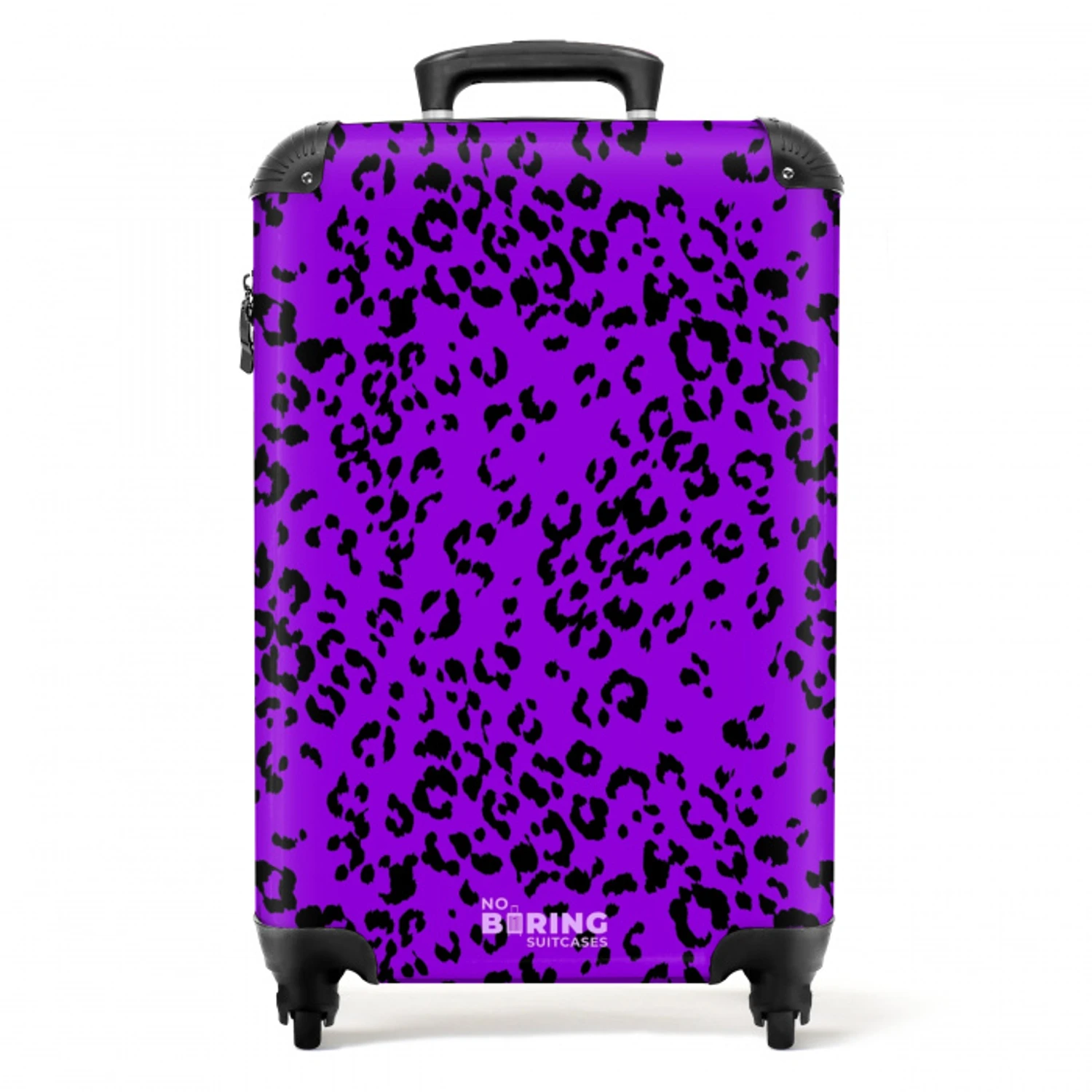 Panterpatroon in paars en zwart NBS - Handbagage koffer - Volwassenen Unisex middel -productfoto_recht