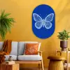 Vlinder - Wit - Getekend - Stippen Wandcirkel Ovaal Glas middel -sfeer4