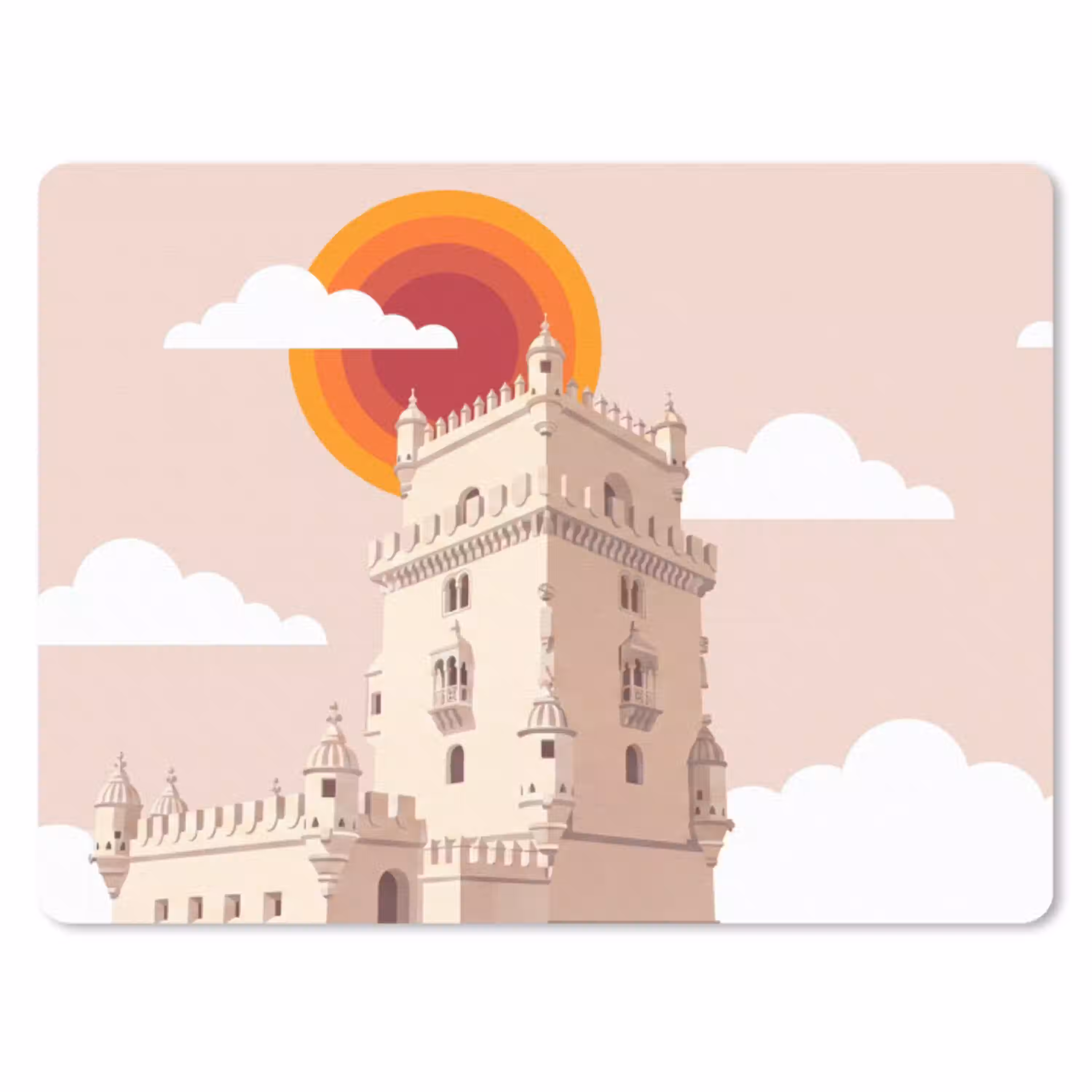 Toren - Rivier - Architectuur - Modern - Oranje muismat rubber klein -3d