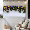 Bloemen - Muur - Geel - Paars Tuinposter op houten frame 2 cm dik xxl -sfeer1