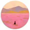 Bloemenweide - Heuvels - Silhouet - Roze Wandcirkel plexiglas klein -3d
