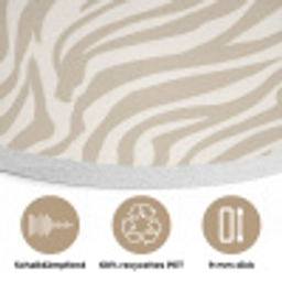 Zebra - Patroon - Beige Akoestische PET Vilt - Rond klein 838 -closeup_DE