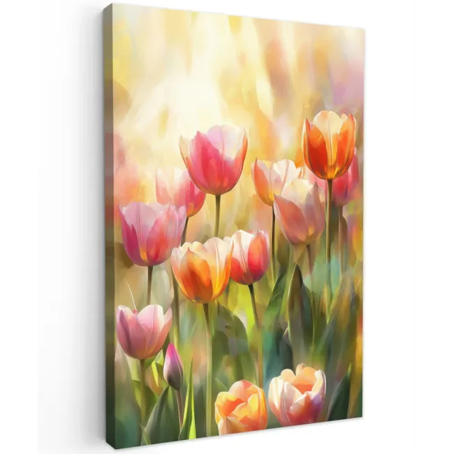 Tulpen - Sprookjesachtig - Kleurrijk Tuinposter op houten frame 2 cm dik klein -3d