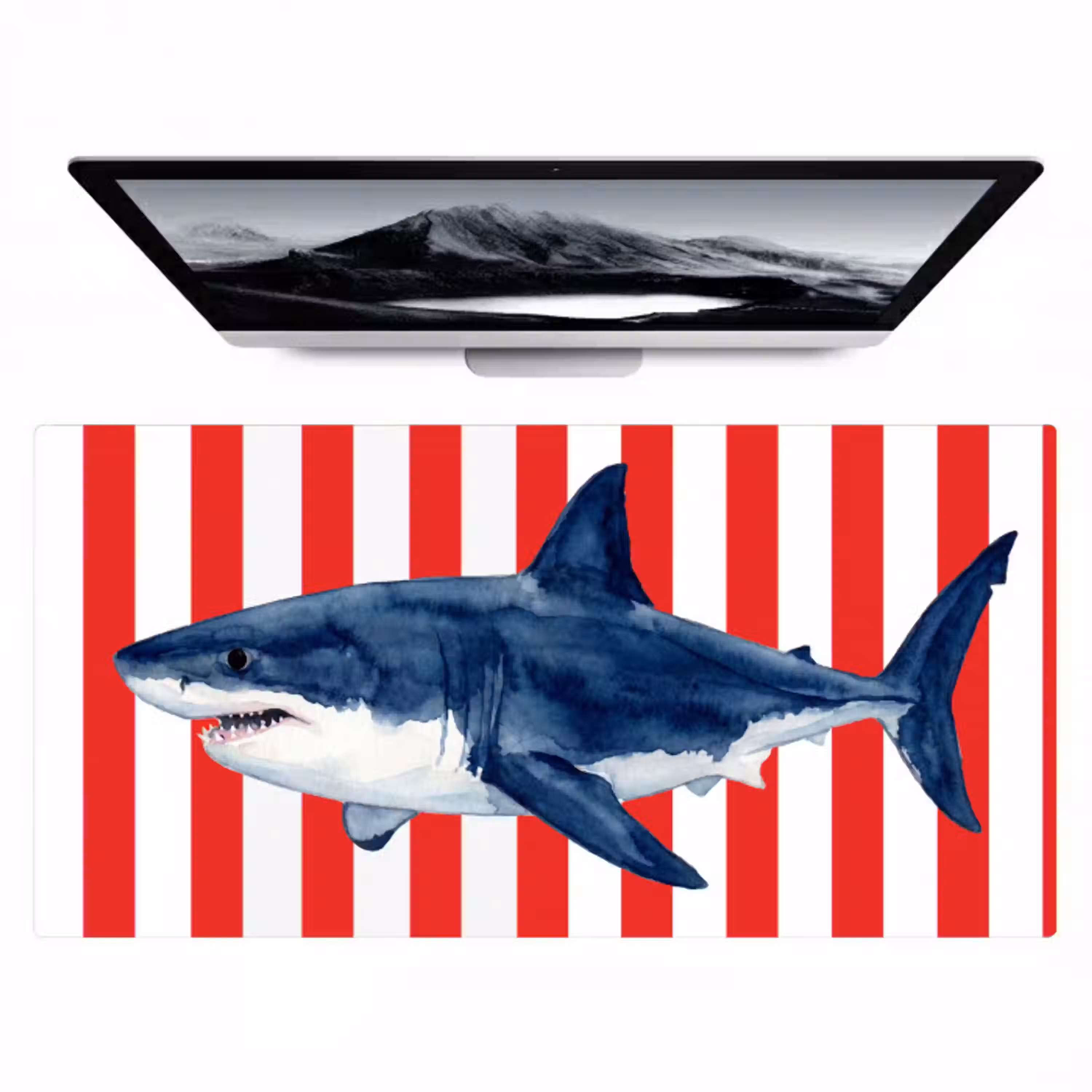 Vis - Haai - Zee - Illustratie - Blauw Muismat XXL klein -zzz3d