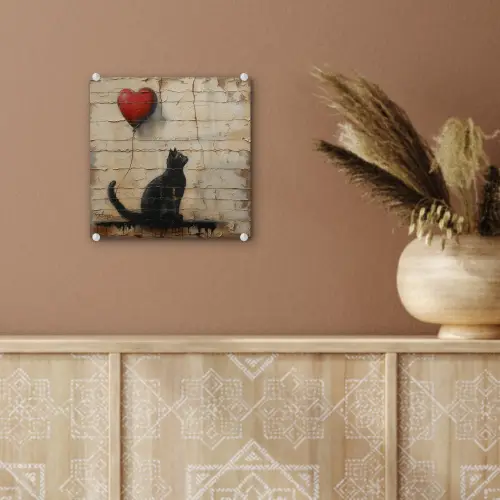 Street art - Kat - Ballon - Graffiti - Banksy plexiglas 5mm klein -sfeer5