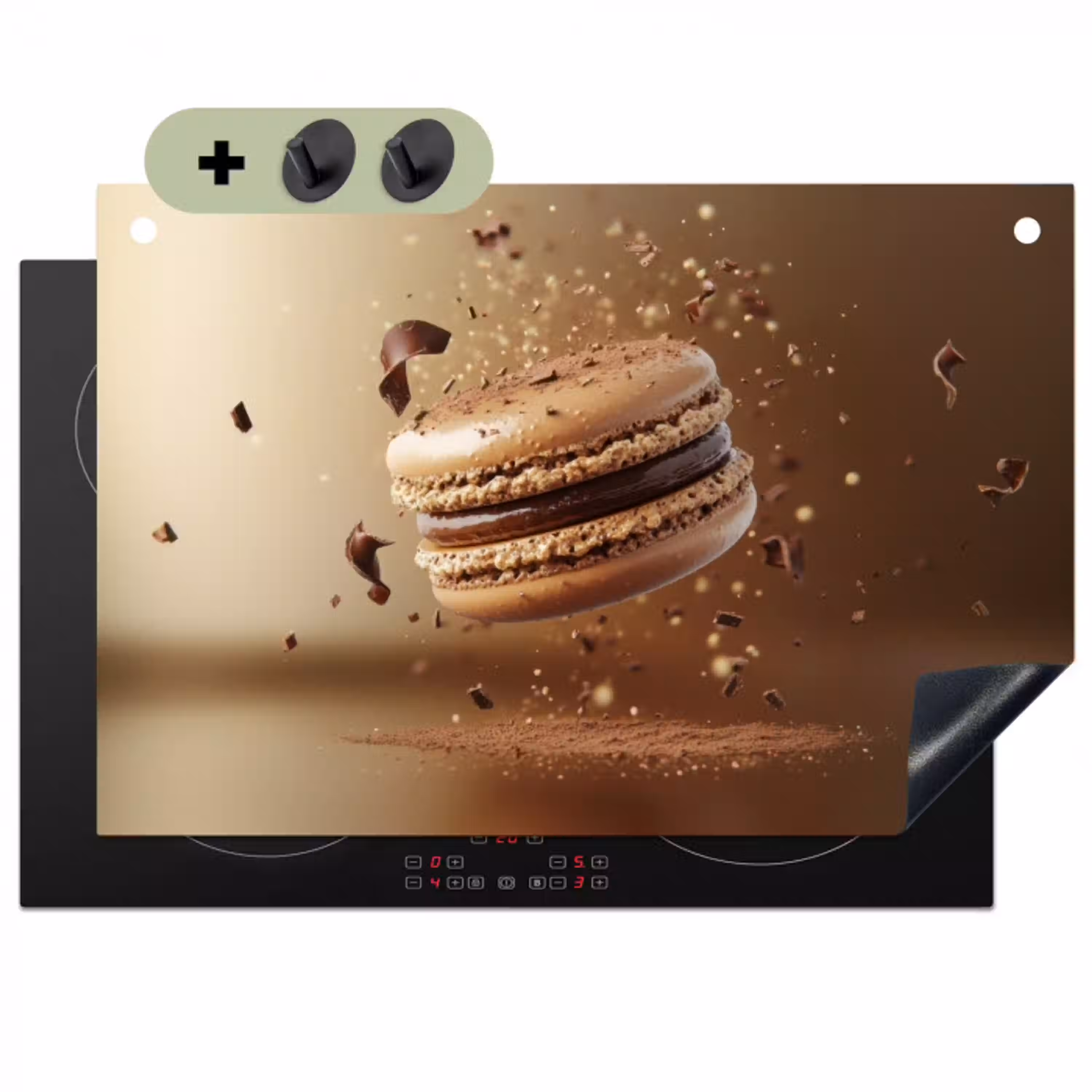 Chocolade - Macarons - Eten - Snoep Inductie beschemer met haakjes klein -3d
