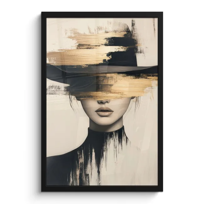 Poster met lijst - Vrouw - Hoed - Verf