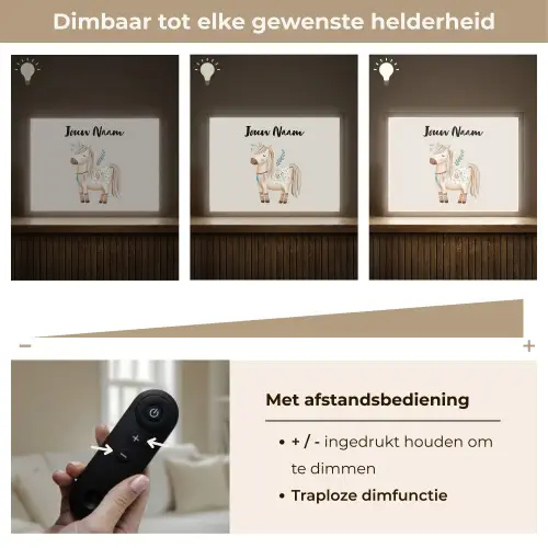 Pony - Lichtbruin - Vlekken - Veren Light Box met batterij (Wandlamp kind) middel -USP_dimbaarNL