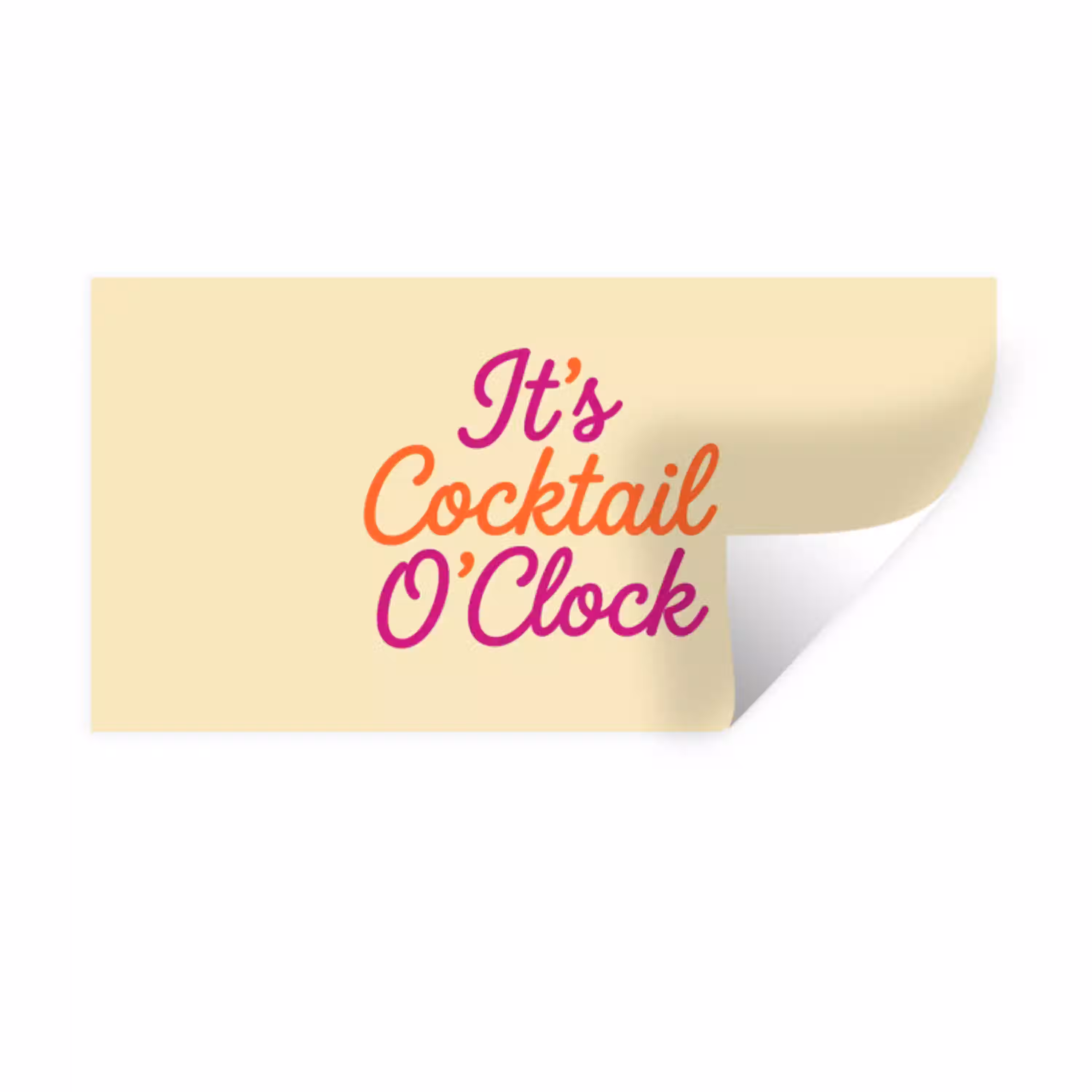 Cocktail O'Clock - Geel - Retro Muursticker klein -3d
