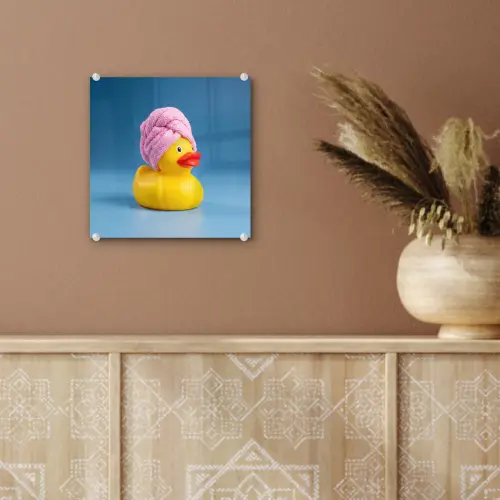 Badeend - Handdoek - Blauw plexiglas 5mm klein -sfeer5