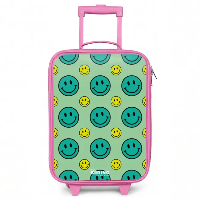 Kids’ Suitcase - Pink - All smiles green