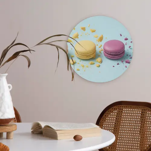 Macarons - Kleurrijk - Pastel Akoestische PET Vilt - Rond klein -sfeer3