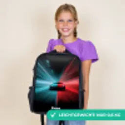 Sportwagen - Lichtstralen - Neon - Blauw Rugzak - Zwart middel -sfeer4_DE