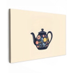 Theepot - Kleurrijk - Bloemen canvas 2cm klein -z3d
