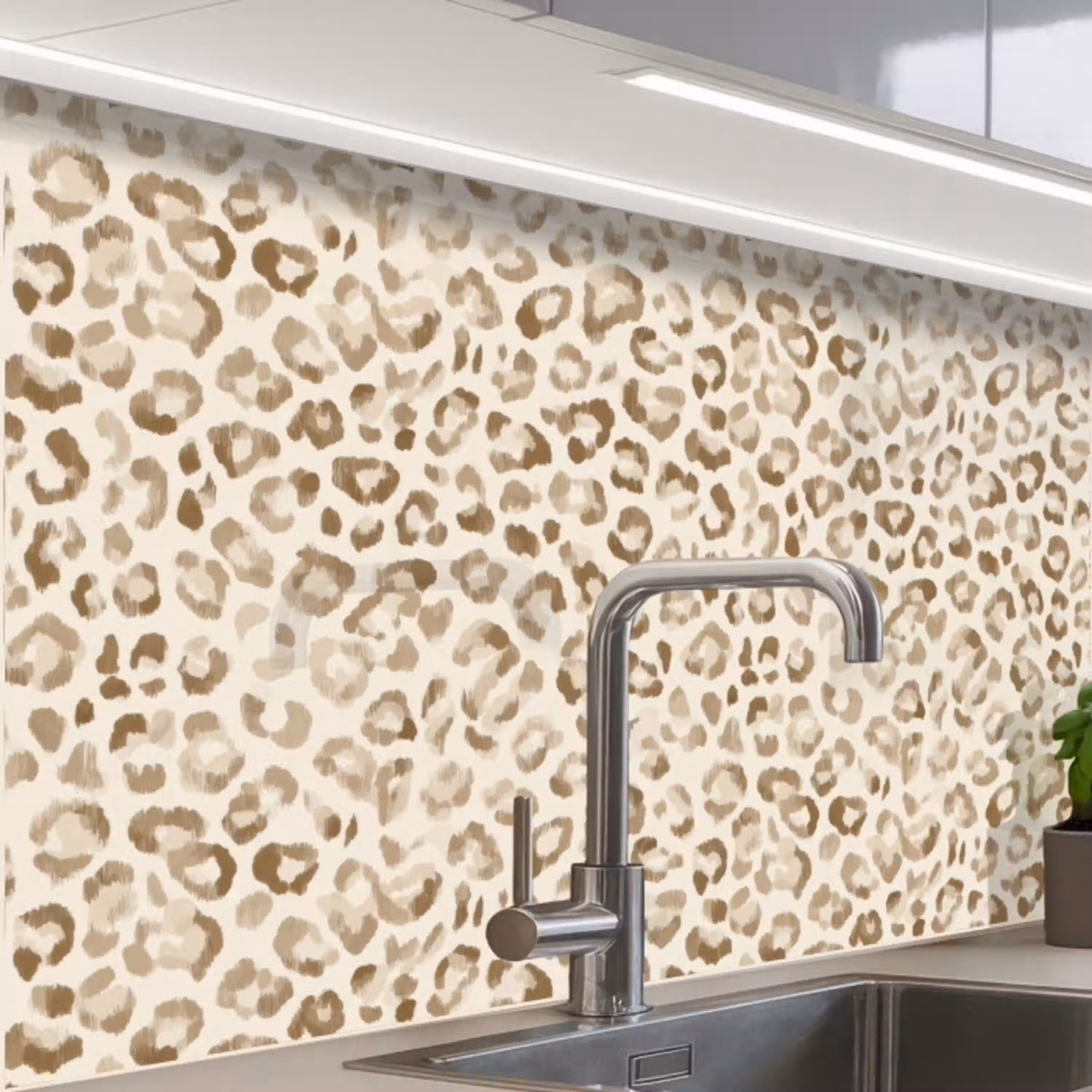 Luipaard - Klassiek - Beige keuken achterwand 2 middel 865 -zzzz3d_schuin