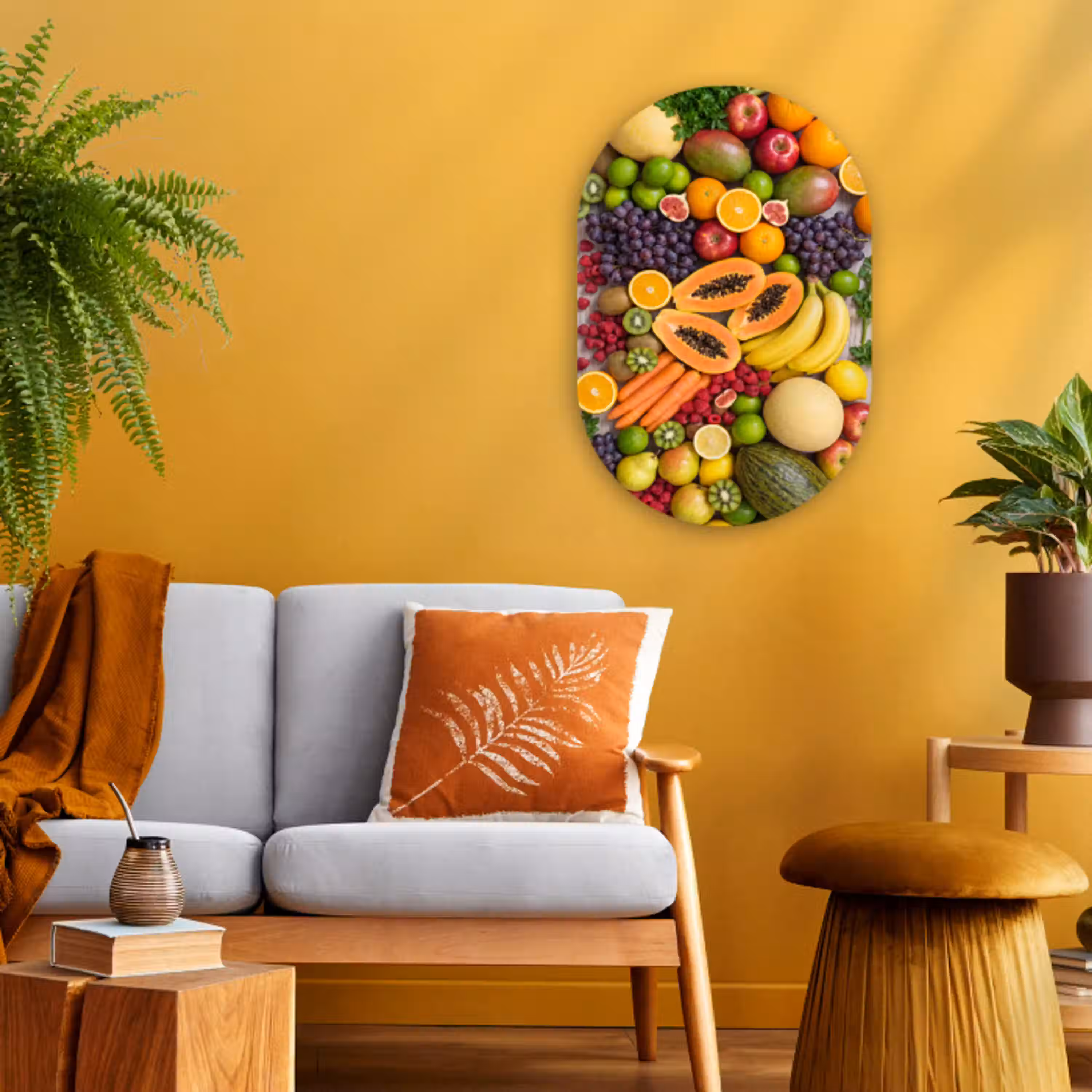 Eten - Fruit - Groenten - Vers - Kleurrijk Wandcirkel Ovaal Forex klein -sfeer4
