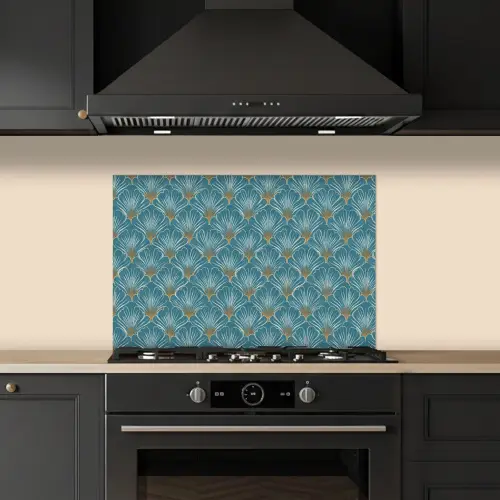 Symmetrisch - Patroon - Blauw keuken achterwand spatscherm klein 900 -sfeer1