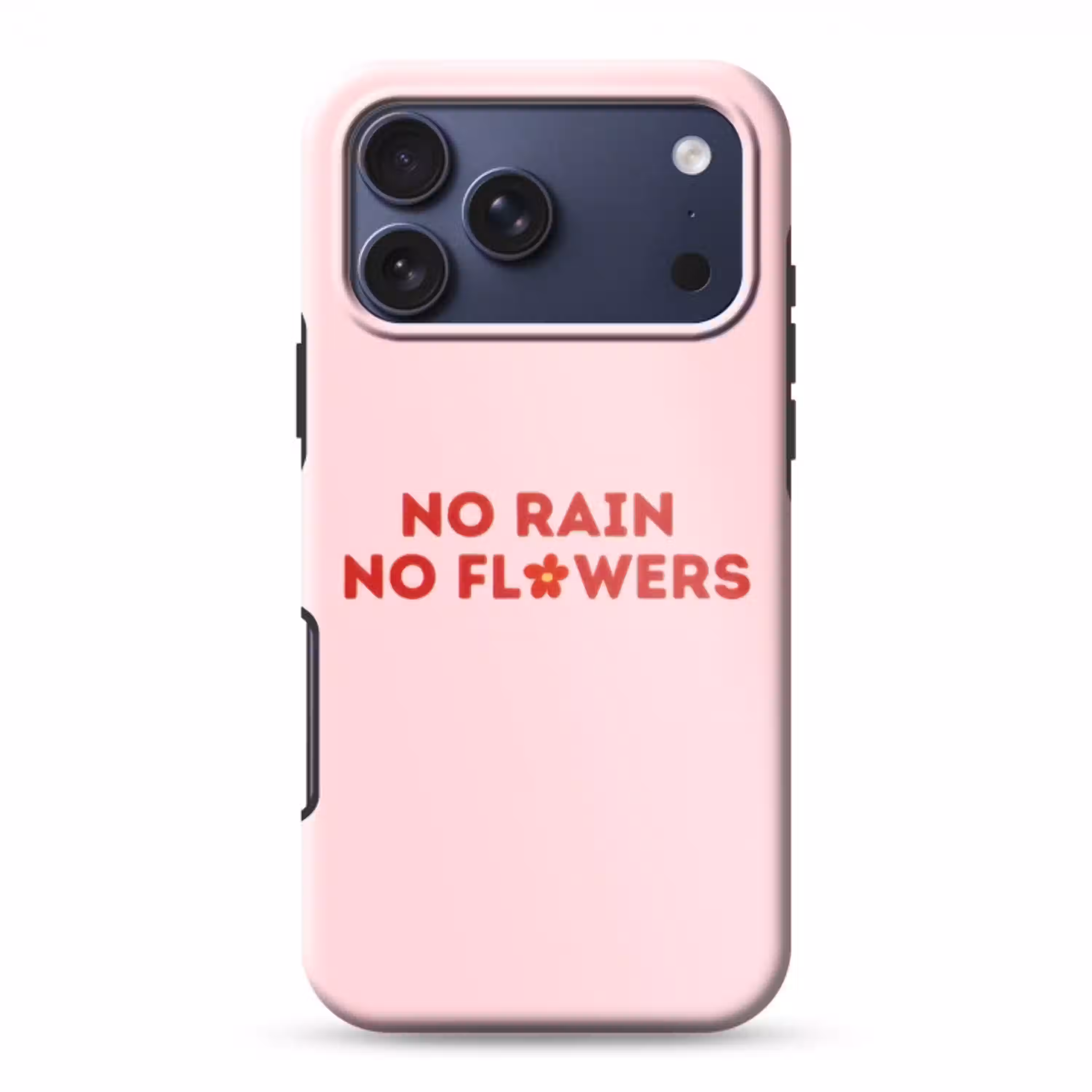 No rain no flowers - Minimalistisch - Roze - Bloem Toughcase MagSafe Apple iPhone 17 Pro Max klein -3d