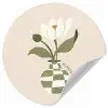 Bloem - Wit - Vaas - Quote Wandcirkel behangsticker klein -3d