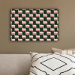 Vlechtpatroon - Groen - Roze - Geometrisch canvas 2cm klein 34 -sfeer3