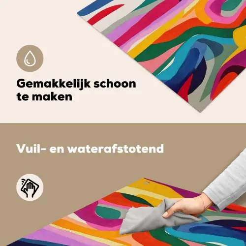 Abstract - Kleurrijk - Golven - Lijnen Inductie beschemer met haakjes middel -ky-schoon-nl