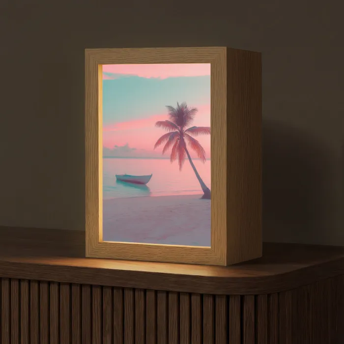 Zee - Boot - Zonsondergang Light Box met kabel (Tafellamp) klein -z3d_website