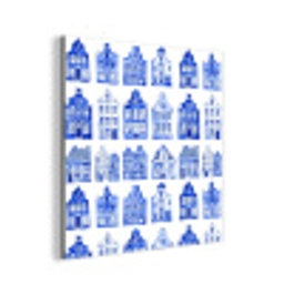 Patroon - Huizen - Blauw aluminium wit klein 46 -3d